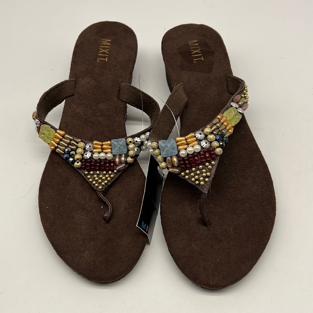 Mixit Brown Sandals with Wedge Heel size 9 NWT